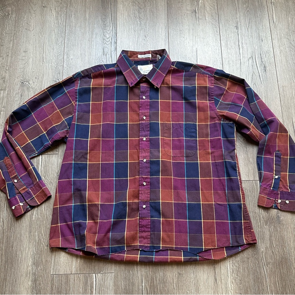 Vintage London Fog Men’s Button Up Plaid Shirt Size XL